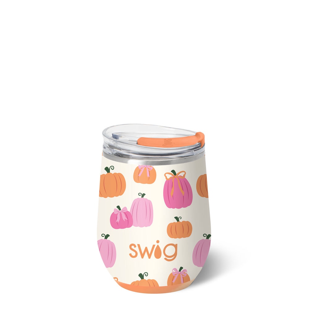 12oz Stemless Wine Cup | Pumpkins and Bows