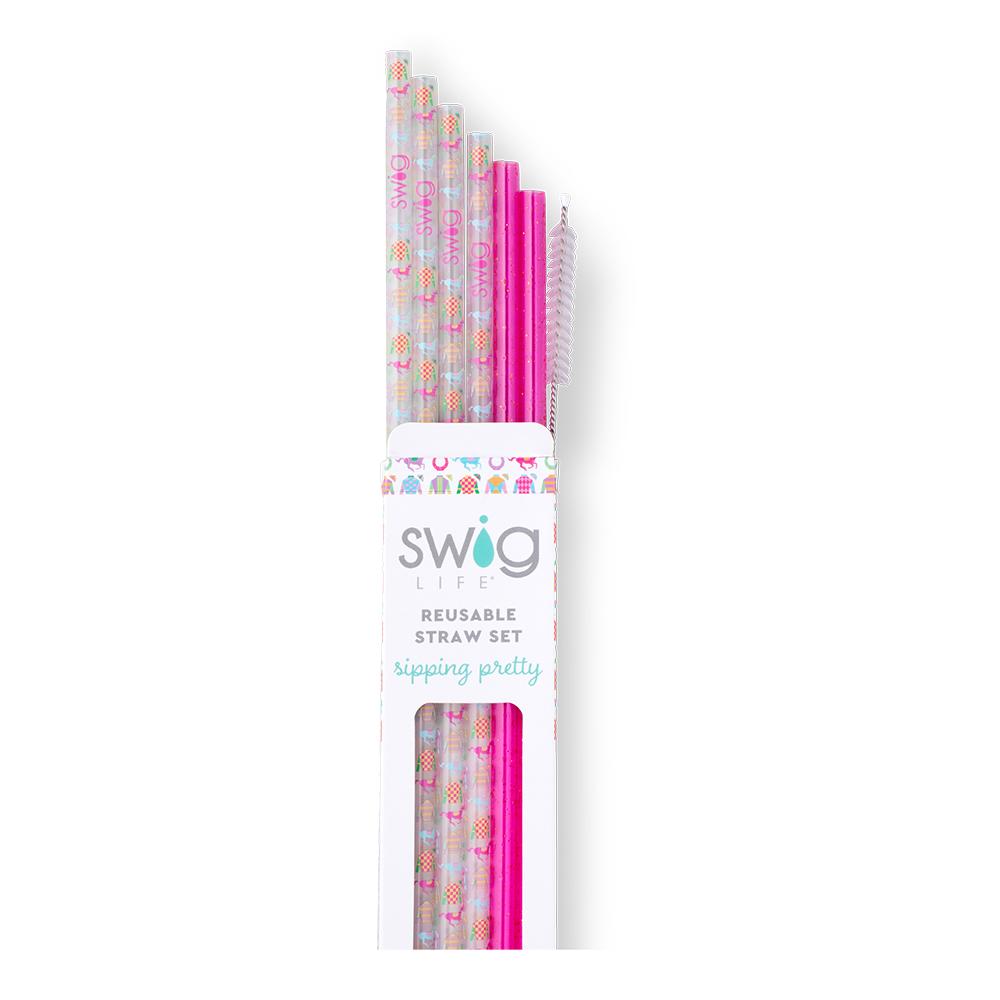 Reusable Straw Set | Go Baby Go + Pink Glitter