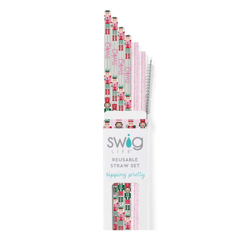 Reusable Straw Set | Sugar Plum Soldiers + Light Pink Glitter