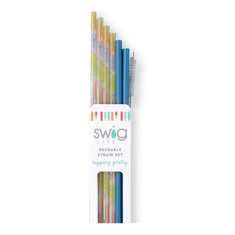 Reusable Straw Set | Teacher Life + Blue