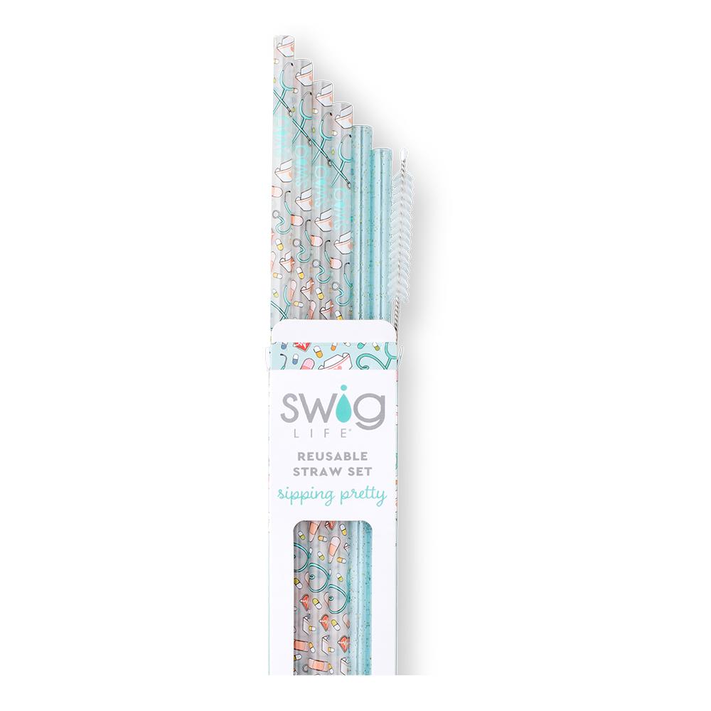 Reusable Straw Set | Scrub Life + Aqua Glitter