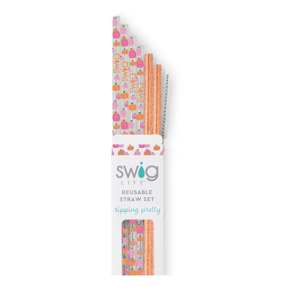 Reusable Straw Set | Pumpkins and Bows