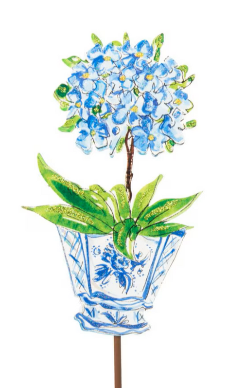 Stake/Decor | Blue Hydrangea Pot