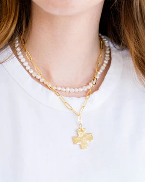 Cross Piper Paperclip Necklace