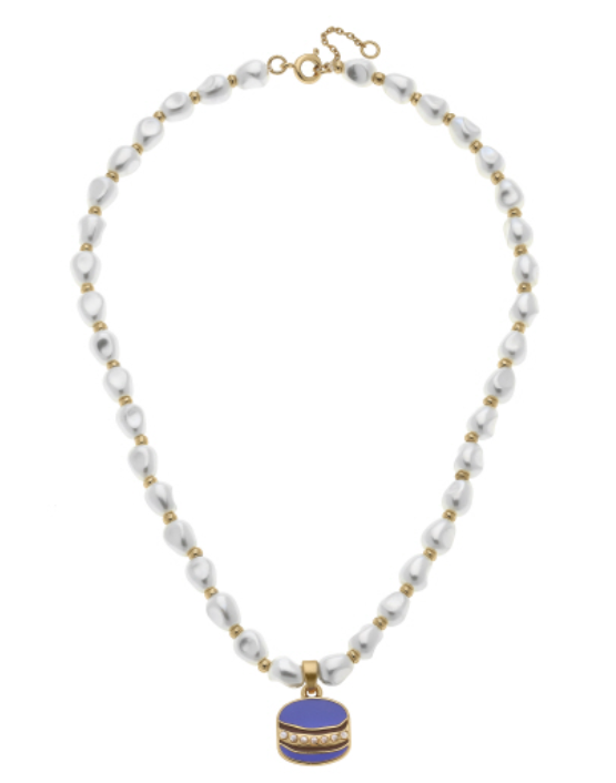 Madeleine Pearl & Macaroon Children's Necklace in Purple