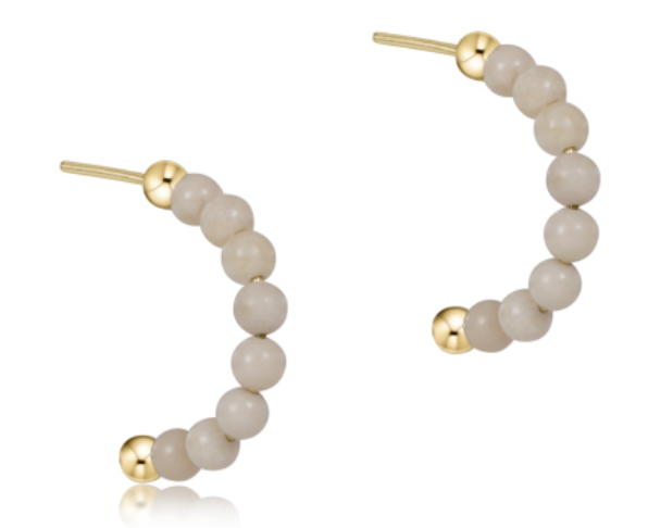 Beaded Gemstone 1" Post Hoop - 3mm Riverstone