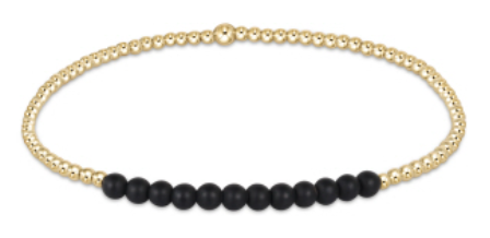 Gold Bliss 2mm Bead Bracelet - Matte Onyx