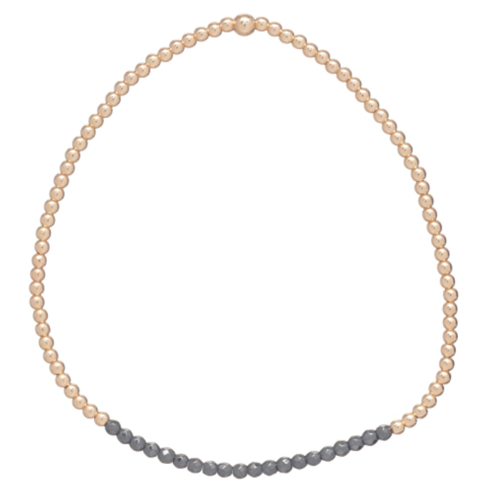 Gold Bliss 2mm Bead Bracelet - Faceted Hematite