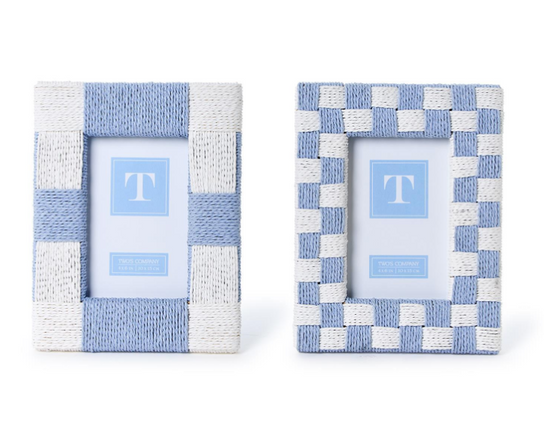 Hand-Woven Checkered Blue & White 4x6 Photo Frame | Assorted Styles