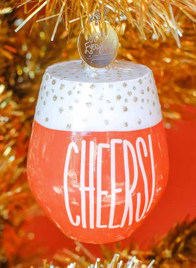 Shaped Glass Ornament | Wine Cheers