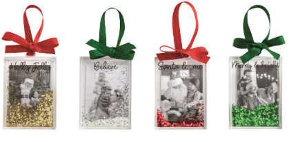 Christmas Glitter Photo Ornaments | Assorted Styles