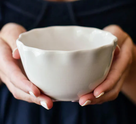 Signature White Ruffle Appetizer Bowl