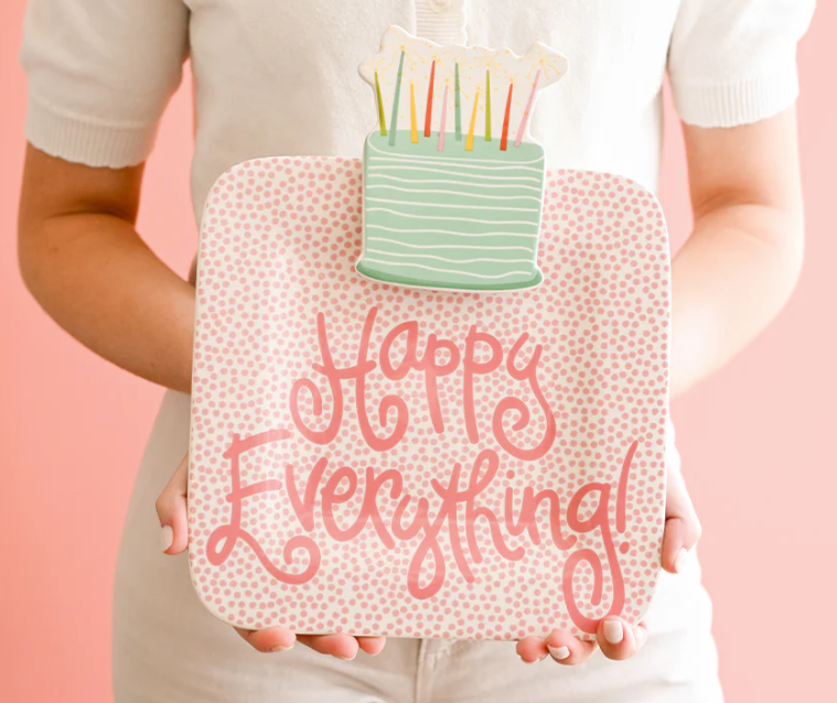 HE Mini Happy Everything! Square Platter | Pink Small Dot