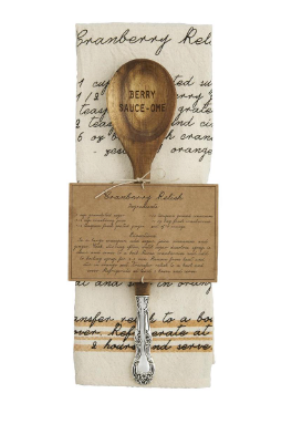 Thanksgiving Recipe Spoon & Towel Set | Cranberry