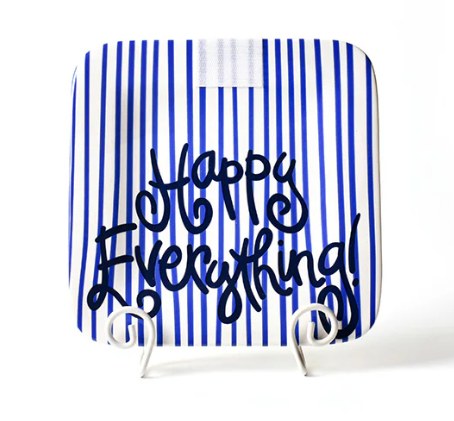 HE Mini Happy Everything! Square Platter | Indigo Skinny Stripe