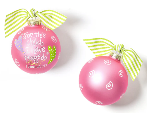 Glass Ornament | For This Child Pink