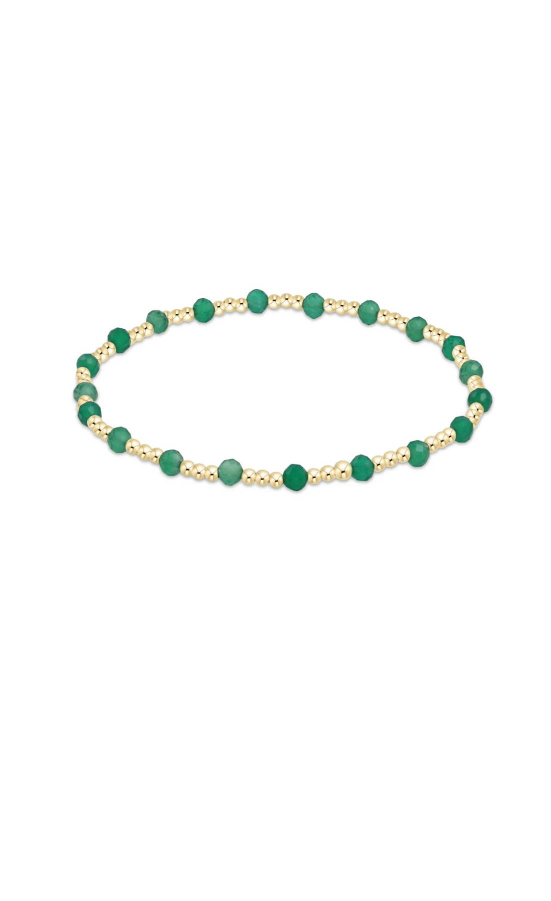Gemstone Gold Sincerity Pattern 3mm Bead Bracelet | Green Onyx