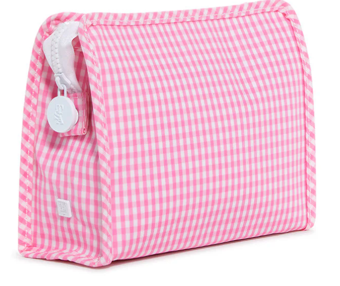 Large Roadie Zip Pouch | Gingham Pink