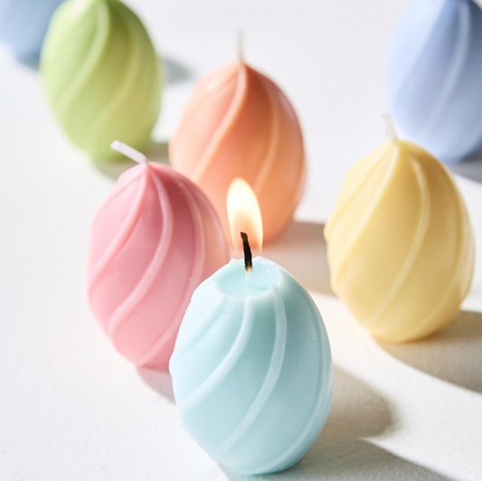 Set of 6 Egg Candles in Egg Crate | Assorted Styles