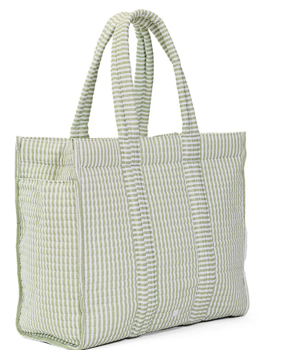 Quilted Go Go Tote | Pimlico Stripe Sage
