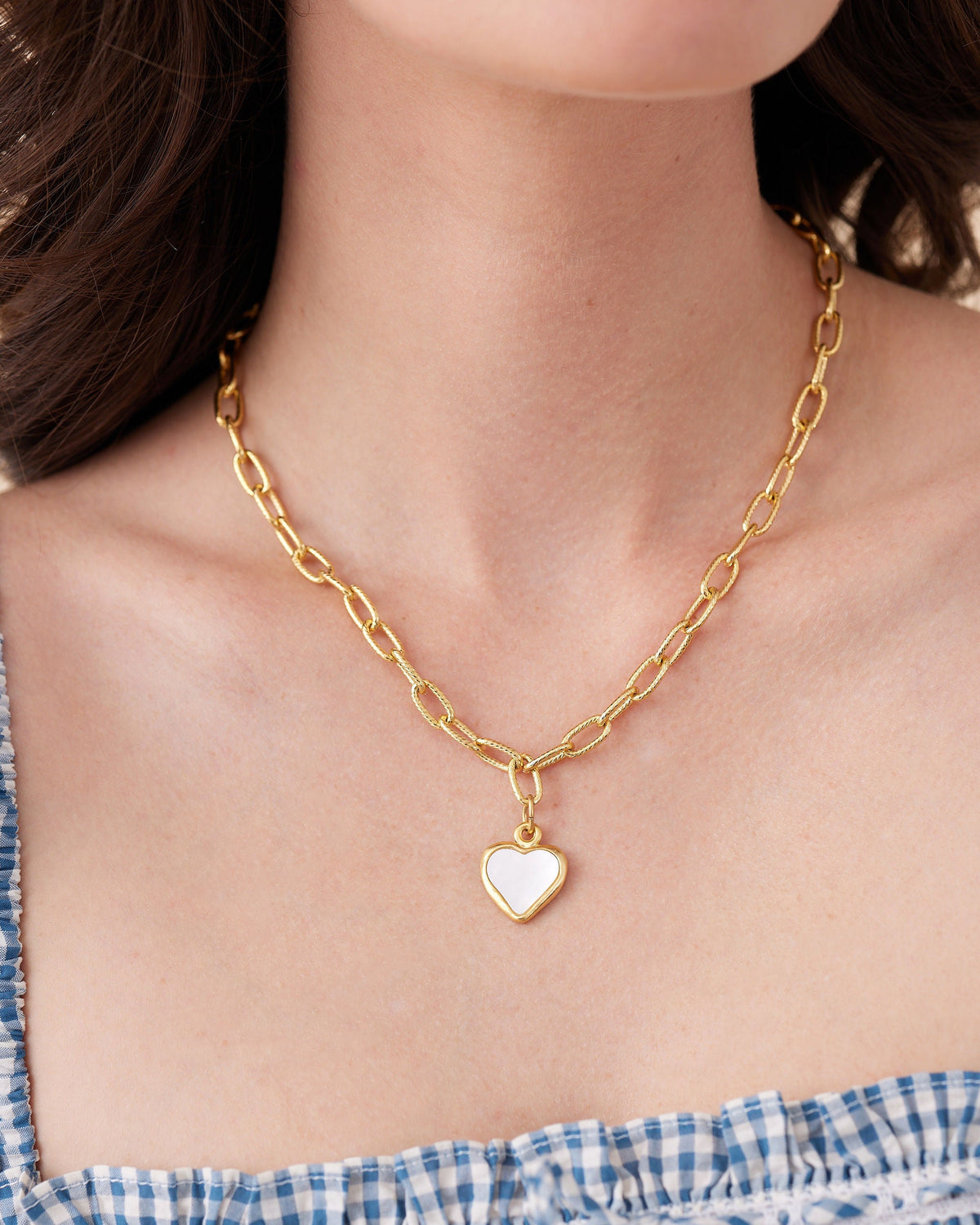 Small Mother of Pearl Heart Jane Necklace