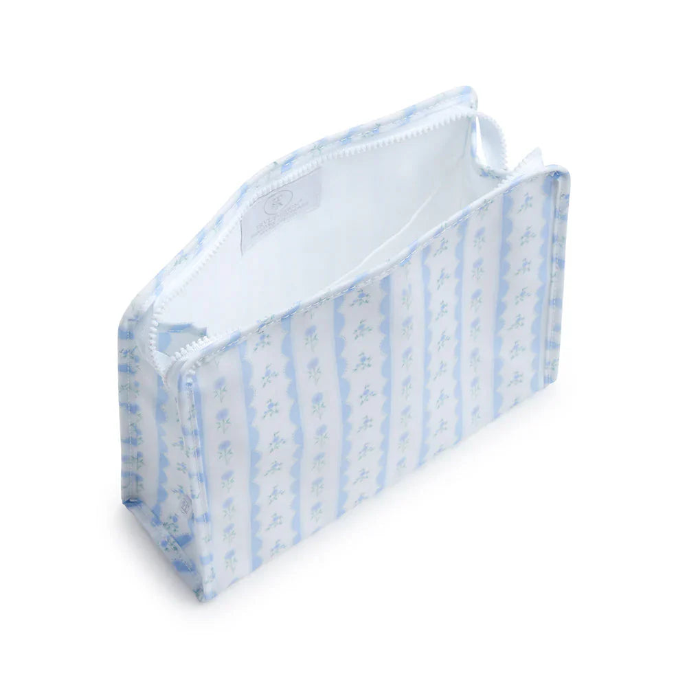Large Roadie Zip Pouch | Ribbon Floral Blue