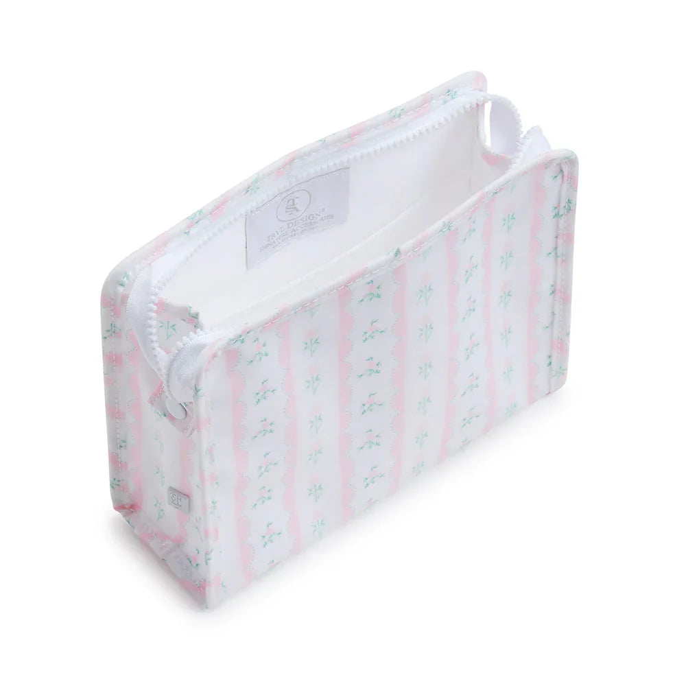 Medium Roadie Zip Pouch | Ribbon Floral Pink