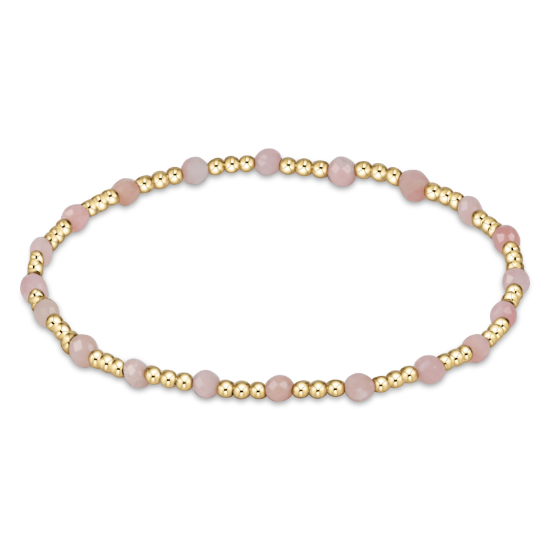 Gemstone Gold Sincerity Pattern 3mm Bead Bracelet | Pink Opal