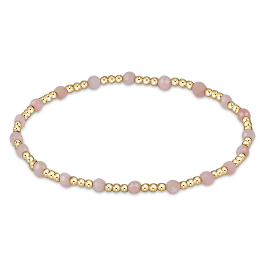 Gemstone Gold Sincerity Pattern 3mm Bead Bracelet | Pink Opal