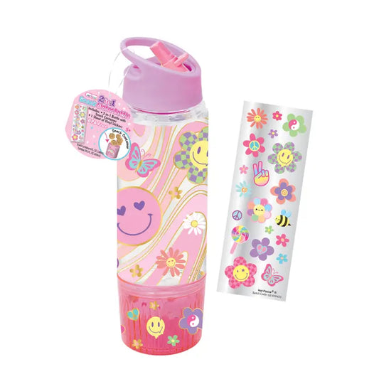 2 in 1 Snack Water Bottle - Groovy Flower