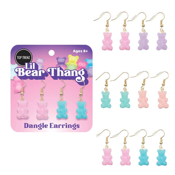 Dangle Earring Set | Pastel Glitter | Lil Bear Thang (Assorted Colors)