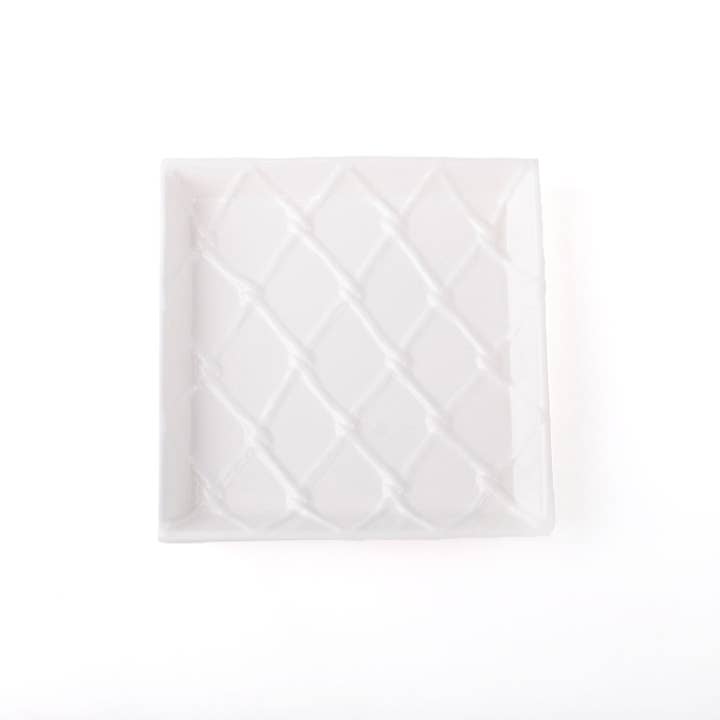Textured Beverage Napkin Tray | White