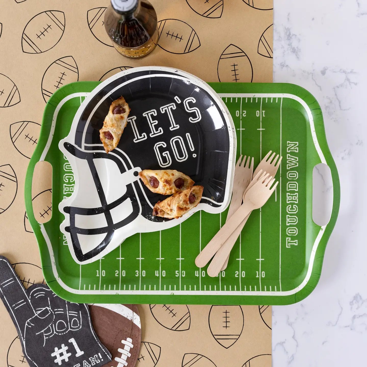 Football Field Bamboo Reusable Tray