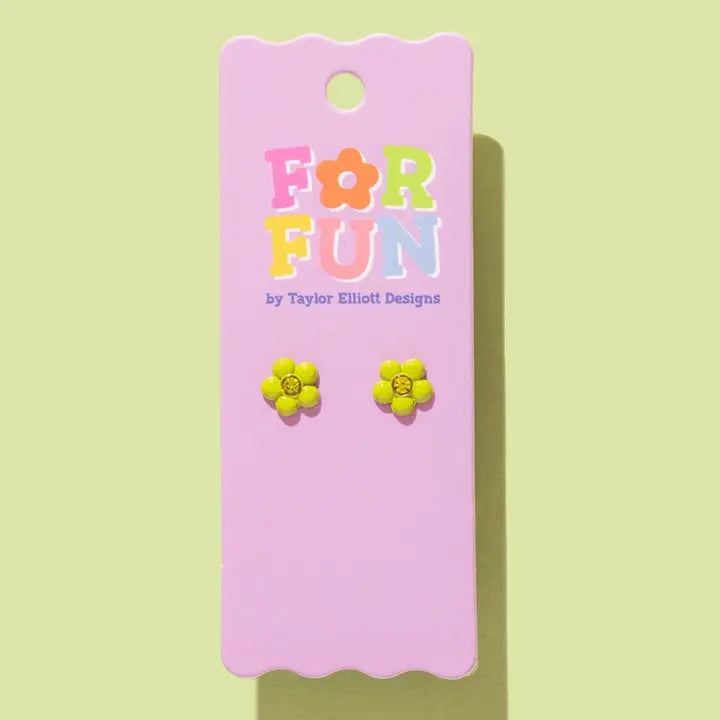 Stud Earrings | Green Flowers