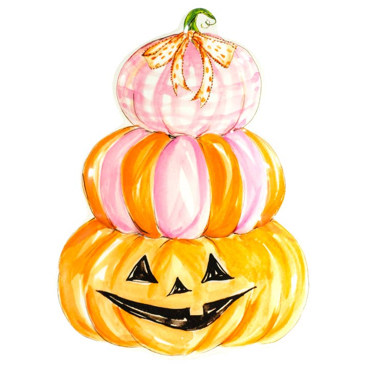 Pink Tri-Stack Pumpkin Ceramic Plate