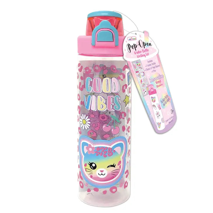 Pop-Open Water Bottle Writing Fun - Leopard