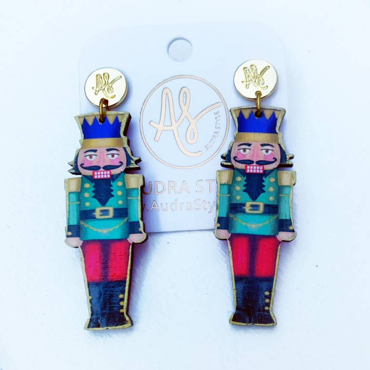 Christmas Earrings | Black Hair Nutcracker