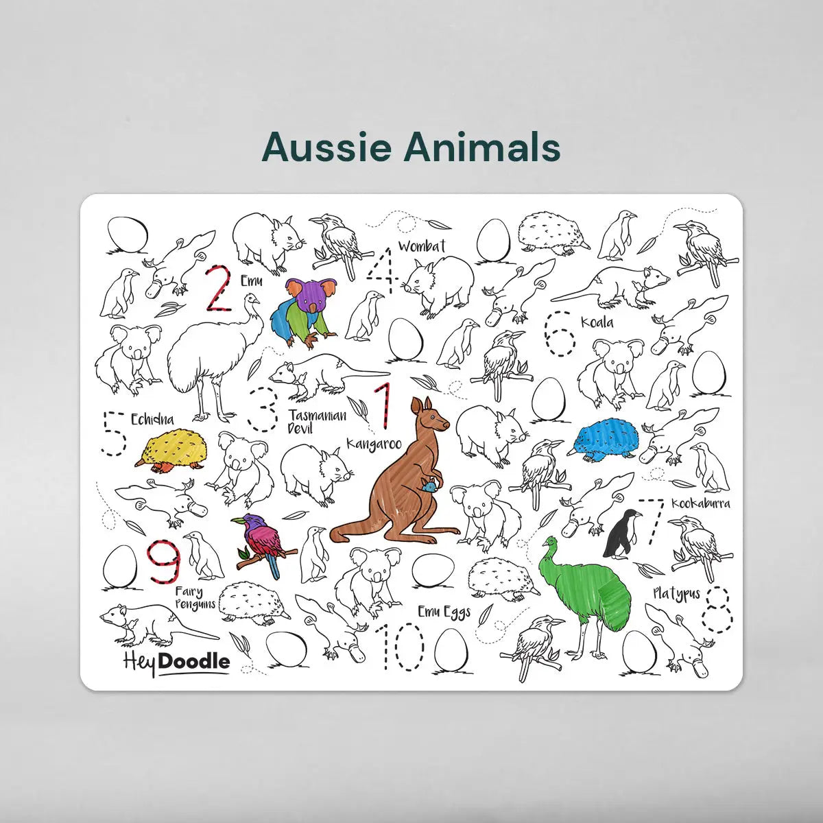 Classic Coloring & Doodle Mat | Aussie Animals