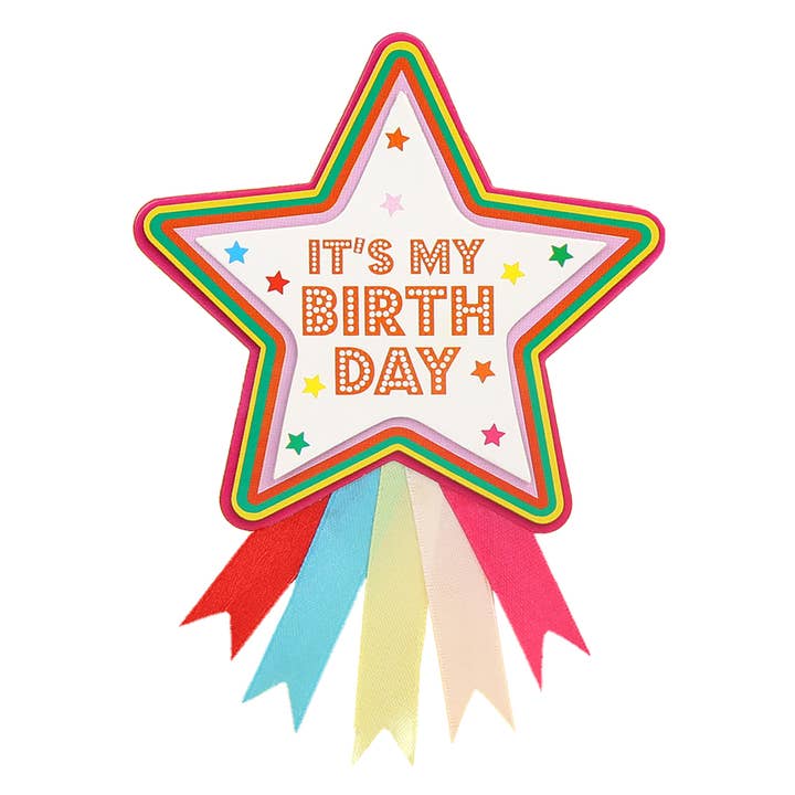Happy Birthday Badge | Multi Colored Star Rosette