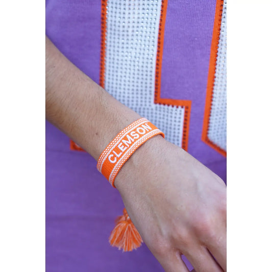 Clemson Tigers Woven Tassel Bracelet