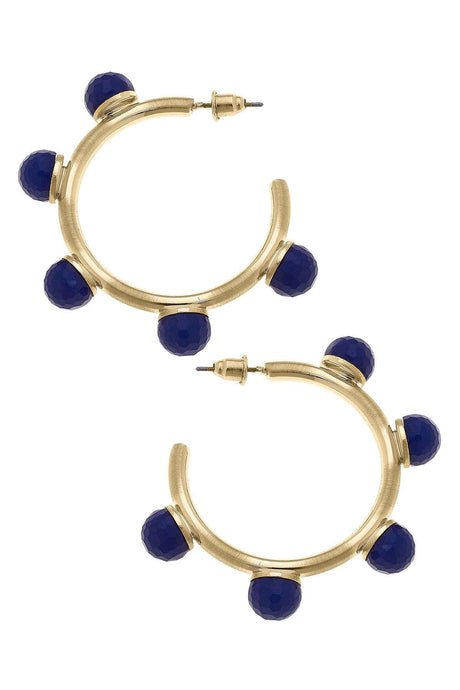 Allison Resin Beaded Hoop Earrings | Navy