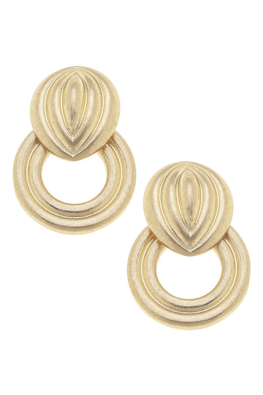 Anna Ribbed Doorknocker Earrings | Satin Gold