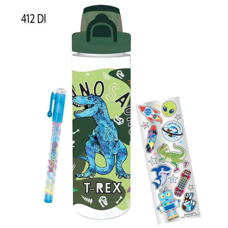 Pop-Open Water Bottle Writing Fun - Dinosaur