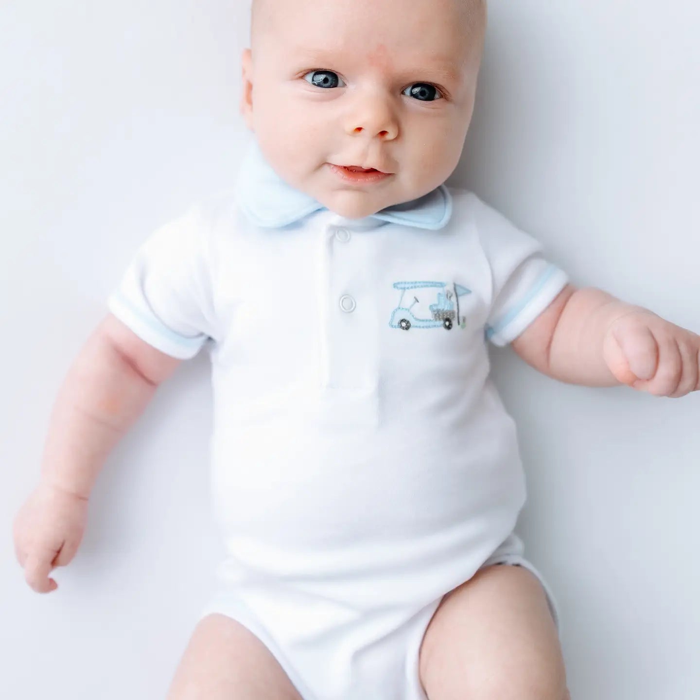 Little Golfer Collared Bodysuit | Light Blue