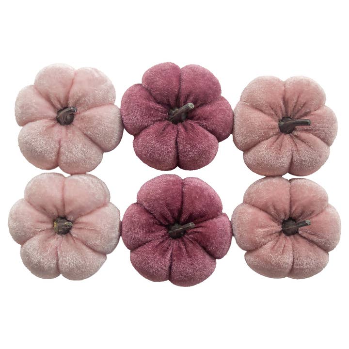 Pink Velvet Boxed Pumpkins | Set of 6