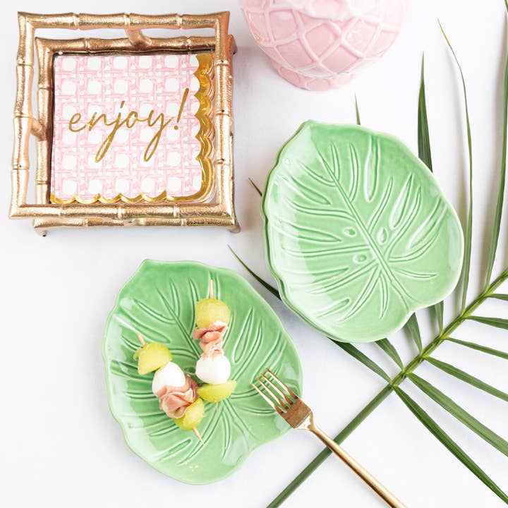 Cocktail Napkin Tray | Gold Bamboo