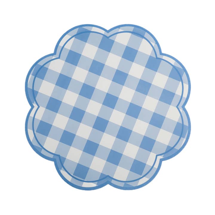 Blue Gingham Soft Scallop Paper Placemats
