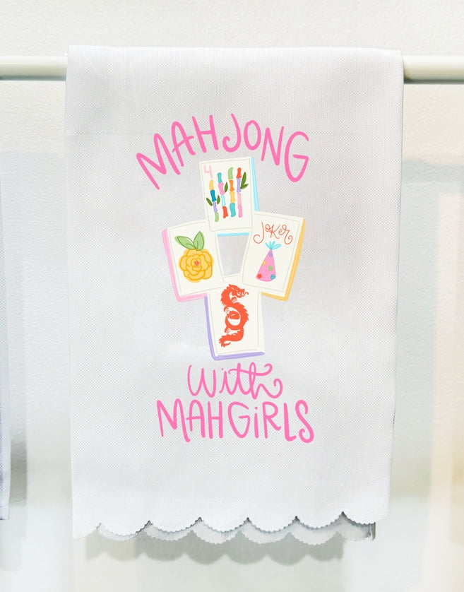 Mahjong with Mah Girls | Scalloped Tea Towel