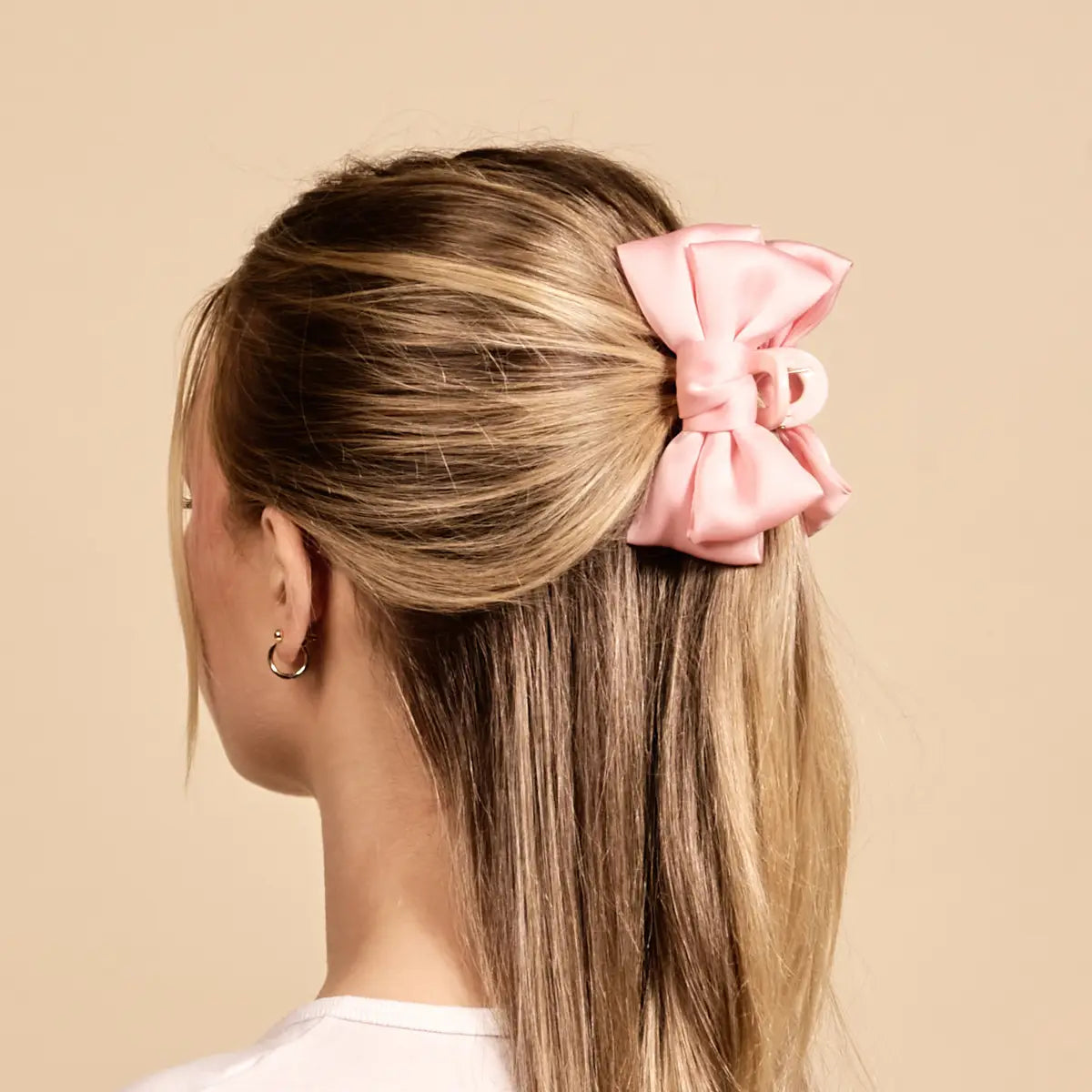Mini Satin Bow Claw Clip | Blush