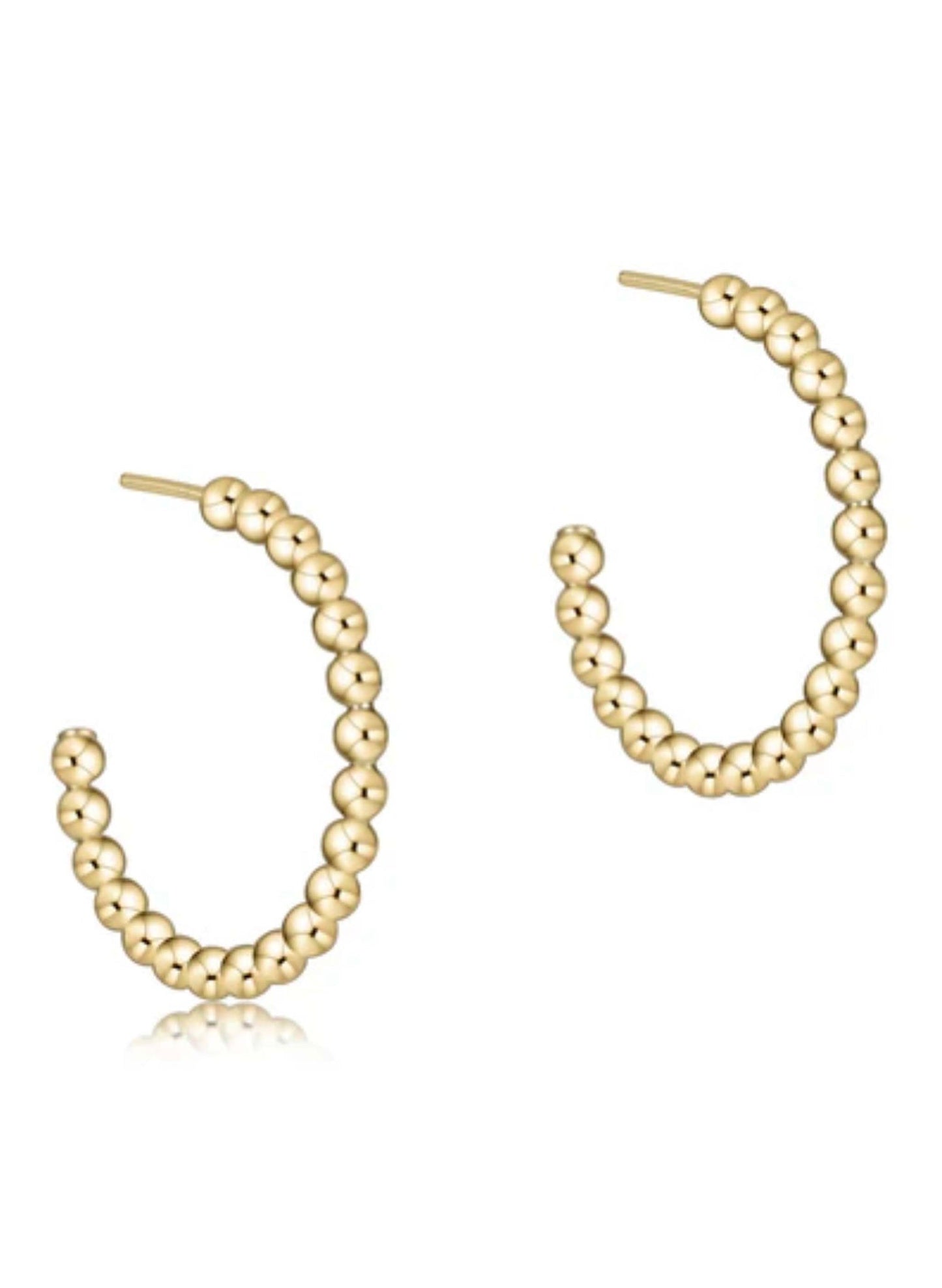 Beaded Classic 1" Post Hoop | 2mm Gold